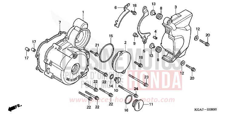 LEFT CRANKCASE COVER for CG125 TITAN ES FORCE SILVER METALLIC (NH411) from 2004